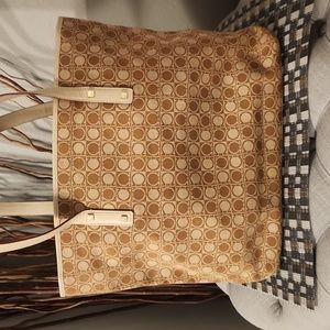 Salvatore Ferragamo Gancini Canvas Tote Beige and Brown
